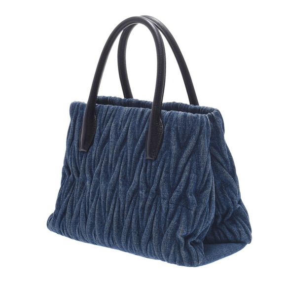 Miu Miu Matelasse Blue Black Denim Handbag - Picture 2 of 12